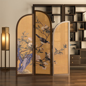 中古鸟实木屏风遮挡级感会所茶楼客厅卧室玄关折屏