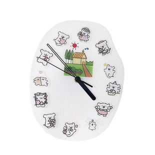 磁吸线条小狗时钟创意爱卡通家用桌面挂件卧室挂墙钟表