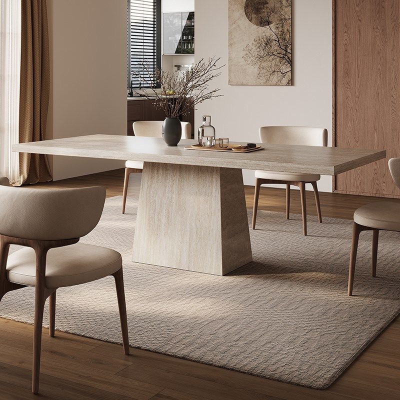 古调洞石岩板家用意式极简小户型高级感新款长方形餐桌椅,住宅家具,岩板餐桌,淘宝优惠券,粉丝福利购,淘宝优惠卷