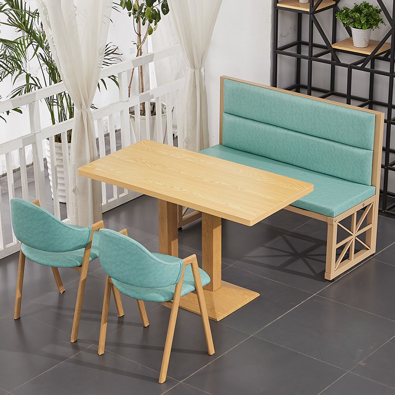 定制奶茶店桌椅小吃甜品汉堡餐饮饭店卡座沙发靠墙餐桌