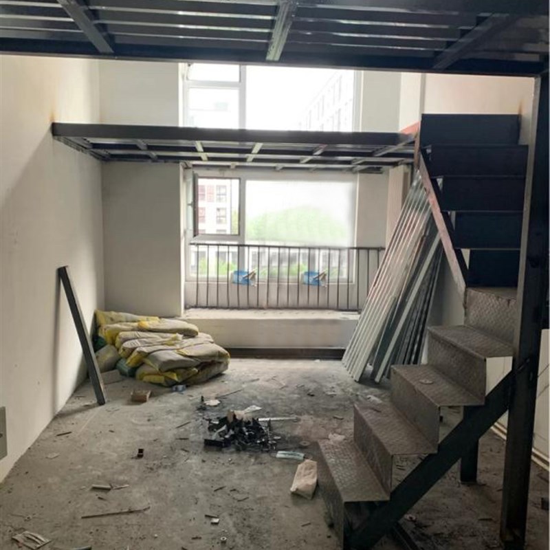 深圳钢结构阁楼搭建室内二层平台办公室商铺复式公寓隔层槽钢楼梯