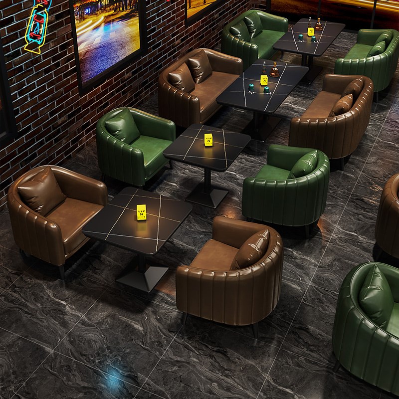 复古酒吧沙发清吧餐吧西餐厅小酒馆烧烤店卡座咖啡厅桌椅商用