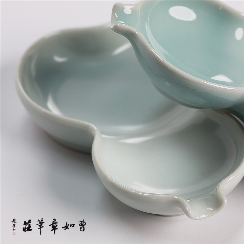 汝窑文房小葫芦墨碟笔搁文房小品书法文创墨池书法舔笔存墨