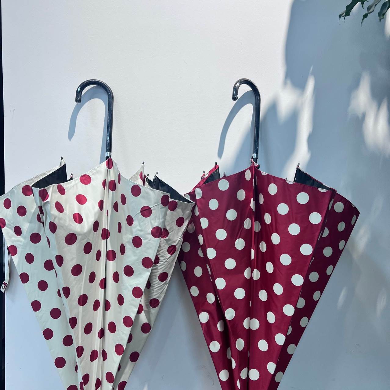 韩版抗风8骨大红波点直杆自动晴雨伞黑胶防晒遮阳长柄婚庆伞红伞