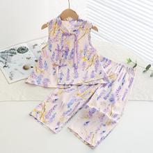 2025新款女童绵绸套装汉服青岛人造棉儿童国风古装女宝宝夏季两件