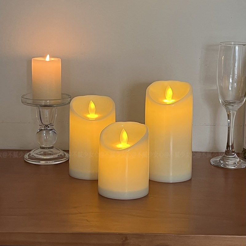 跃动的烛光~摇摆灯芯仿真led蜡烛灯in拍照装饰氛围灯卧室小夜灯