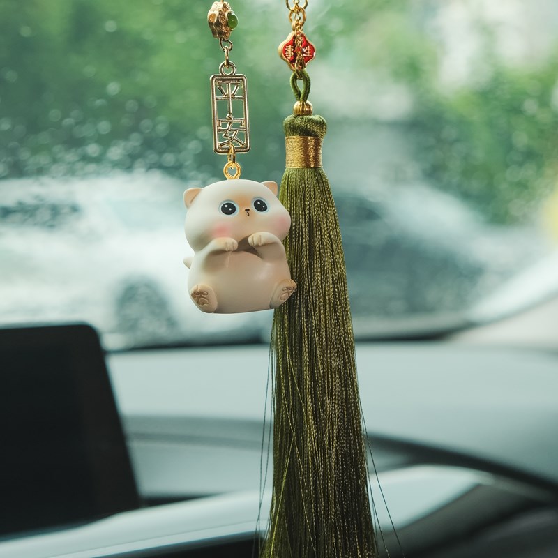 车载挂件摆件车上挂饰国风后视镜平安喜乐汽车内装饰用品2023新款