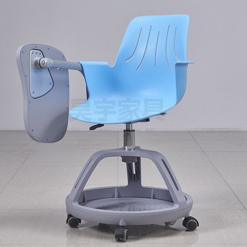 圆盘会议椅带桌板桌椅一体智慧教室桌椅书写记录椅培训椅带写字板