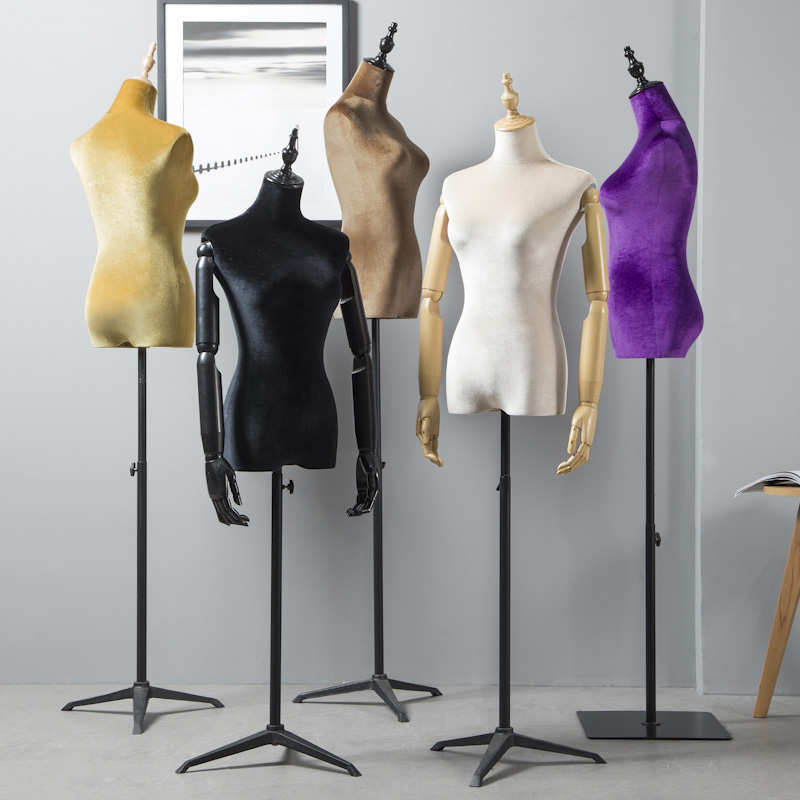 女半身模特道具婚纱秀禾模特假人橱窗展示模特展示架丝绒半身模特