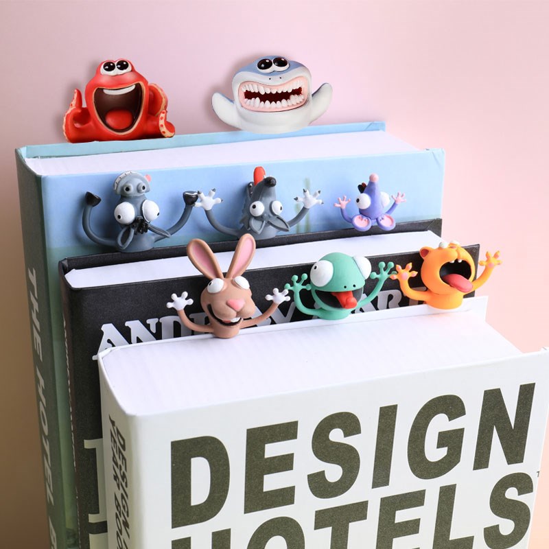 玖伍米橙d立体动物书签熊猫书签压扁大灰狼书签小学生创意书签送