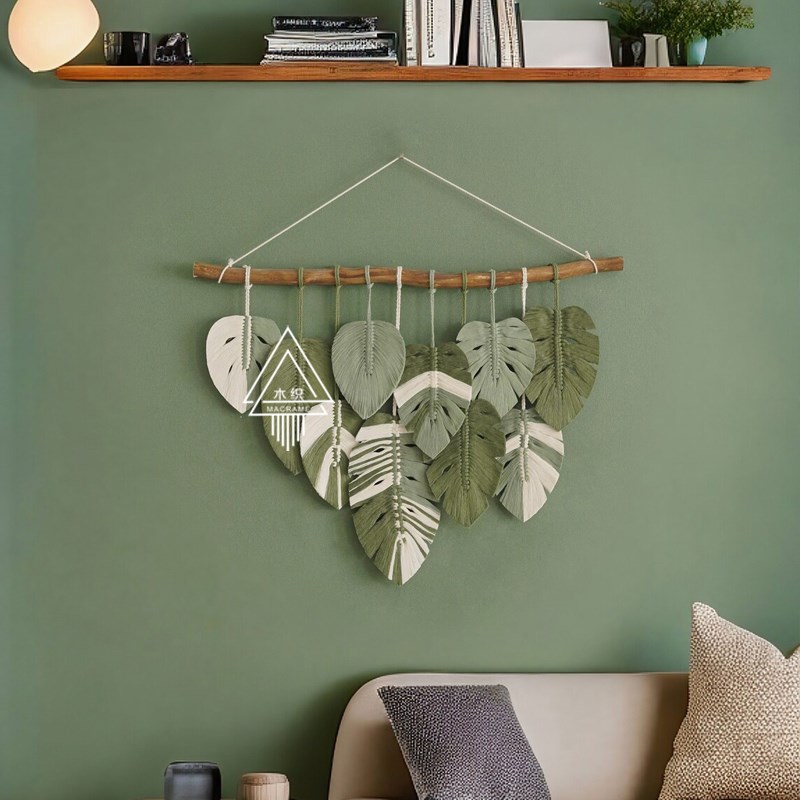 龟背叶歌】编织树叶摩洛哥风格挂毯高级感客厅手工艺术墙面装饰