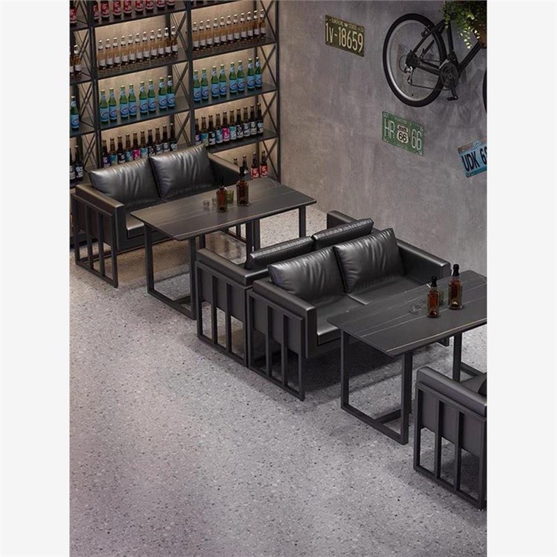 工业风酒吧桌椅复古清吧卡座沙发烧烤店咖啡厅小酒馆商用铁艺沙发