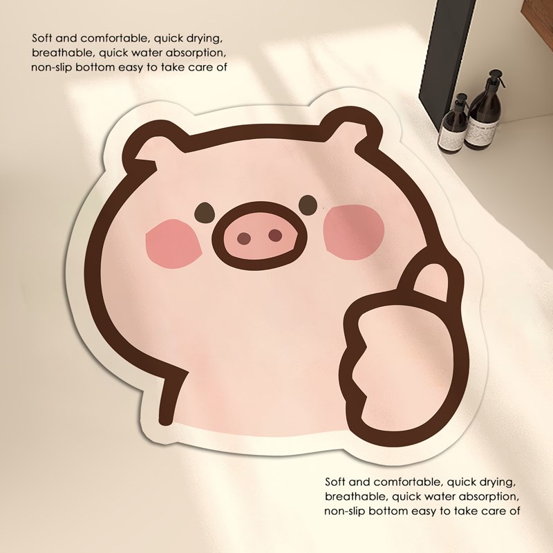 可爱lulu猪异形硅藻泥浴室垫入户门地垫吸水防滑加厚卫生间门口垫