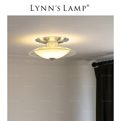 Lynns立意 复古玻璃吸顶灯 卧室书房包豪斯中古led圆形入户走廊