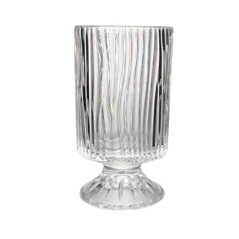 海棠花 人间春色早中古玻璃花瓶高台花器 国潮tyle插花花盆