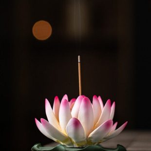 香炉家用室内香插手工莲花香炉线香底座香插香座盘香架茶桌香薰炉