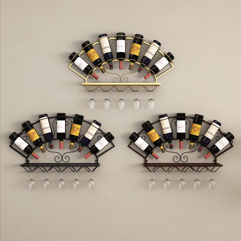 欧式红酒架壁挂h装饰葡萄酒柜红吧台置物架挂墙悬挂高脚酒杯架倒