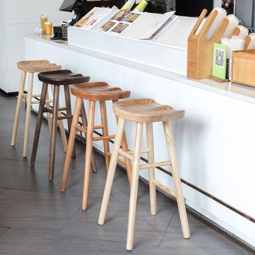 北欧高脚凳吧台凳实木吧台椅现代简约咖啡厅桌椅组合家用吧椅吧凳