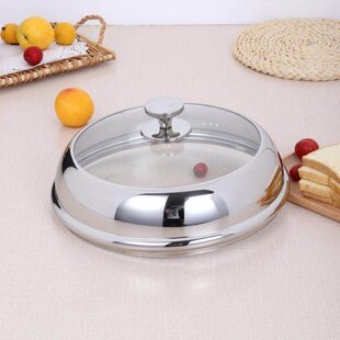 锅盖不锈钢加高加厚32CM34CM36CM38CM炒锅盖钢化玻璃盖子可视通用