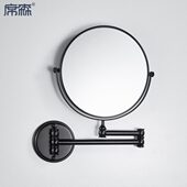 全铜镜子金色浴室化妆镜放大伸缩梳妆镜壁挂折叠黑色美容镜双面