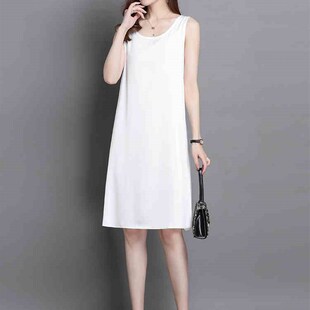 无袖白色吊带雪纺连衣裙小个子中长款内搭打底裙子女装春夏季新款