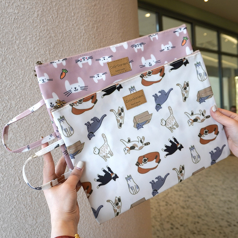 韩国可爱卡通防水A4文件袋文件包大容量孕检档案包拉链资料收纳包