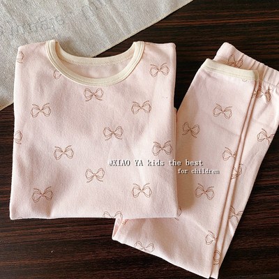 女童A类纯棉睡衣套装春秋秋衣秋裤薄款儿童秋冬无骨家居服两件套