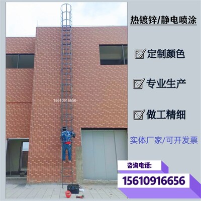 国标爬梯护笼检修爬梯厂房爬楼基坑水池玻璃钢护笼爬梯不锈钢爬梯