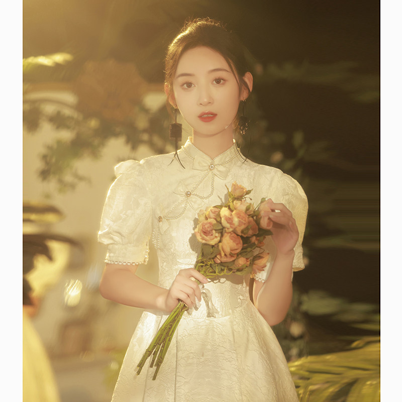 高级感小众旗袍小晚礼服轻奢法式订婚连衣裙平时可穿高端领证登记