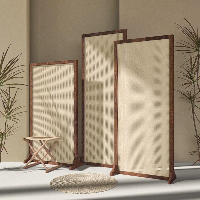 新中式藤编实木屏风隔断客厅玄关办公室民宿茶室日式简约组合座屏,住宅家具,座屏,淘宝优惠券,粉丝福利购,淘宝优惠卷