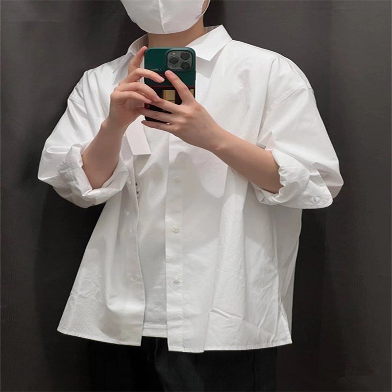 日单合作款男装女装廓形宽松条纹衬衫长袖衬衣薄外套空调衫474574