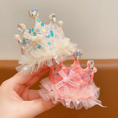 皇冠头饰儿童公主裙头纱女童生日拍照王冠发卡宝宝生日帽头箍发饰
