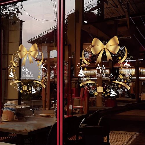 2025新年圣诞节装饰品静电贴圣诞树橱窗贴玻璃门贴纸场景布置挂件