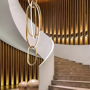 轻奢环形吊灯餐厅卧室客厅艺术圆圈连环造型宾馆吧台定制创意智能