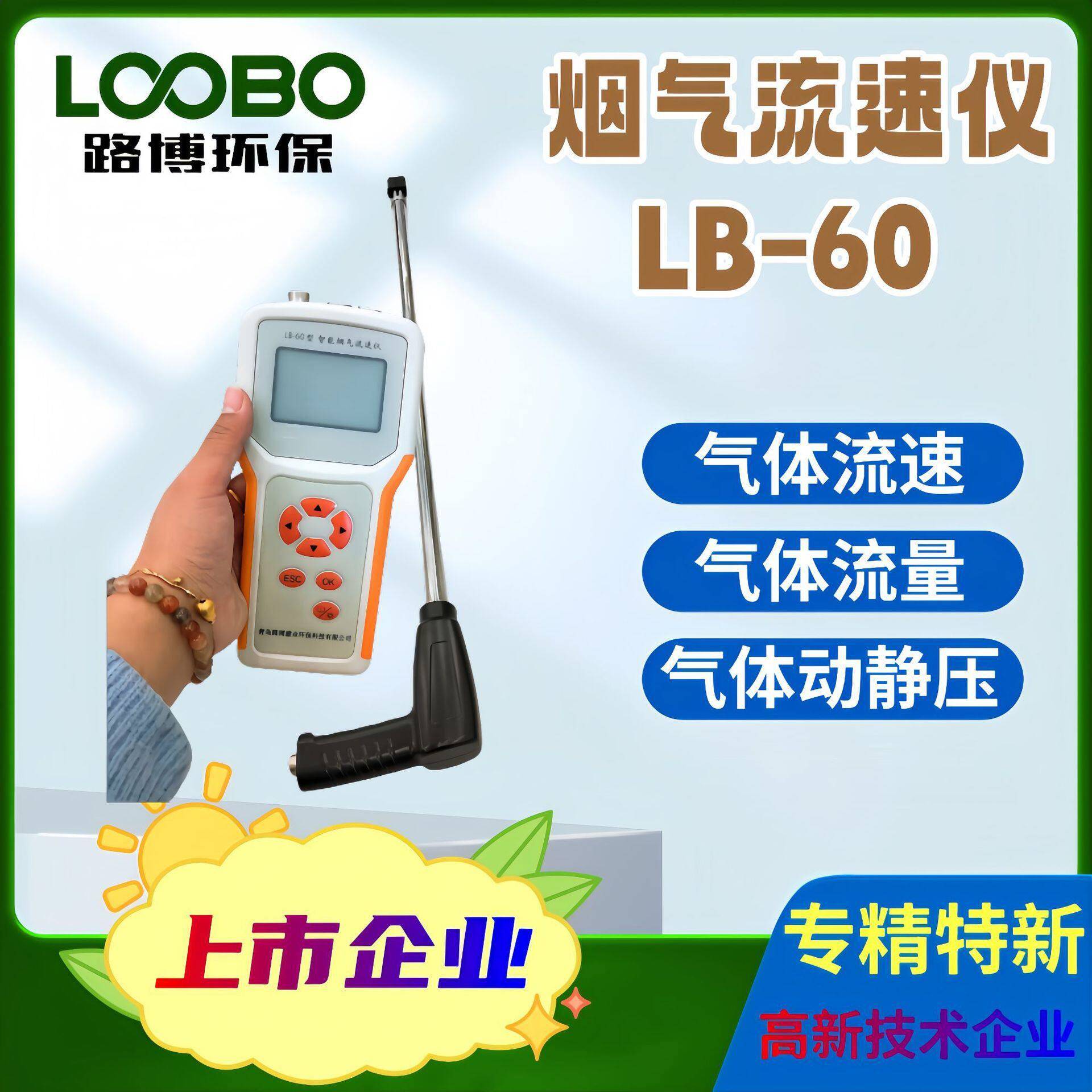 LB-60  便携式烟气流速仪 气体流速、流量、动压、静压、温度
