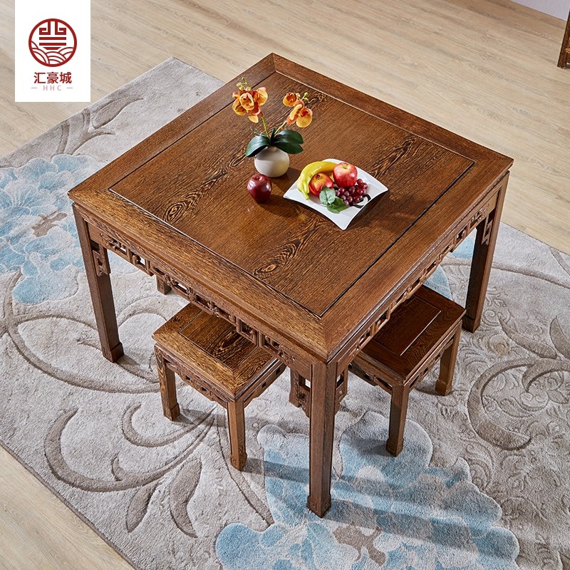 红木八仙桌正方形饭桌仿古中式实木餐桌小户型家用餐台鸡翅木家具