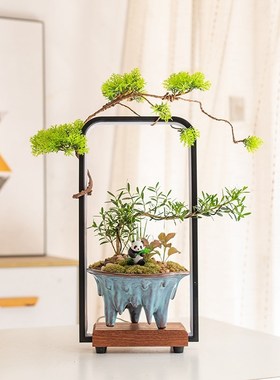 招财绿植装饰品摆件家居创意中式办公室客厅玄关桌面乔迁送礼