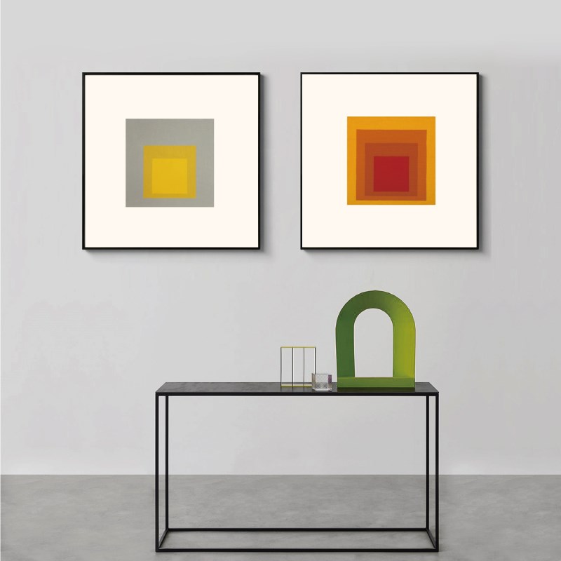 彩色渐变几何色块抽象挂画现代简约壁画客厅餐厅正方形组合装饰画图片