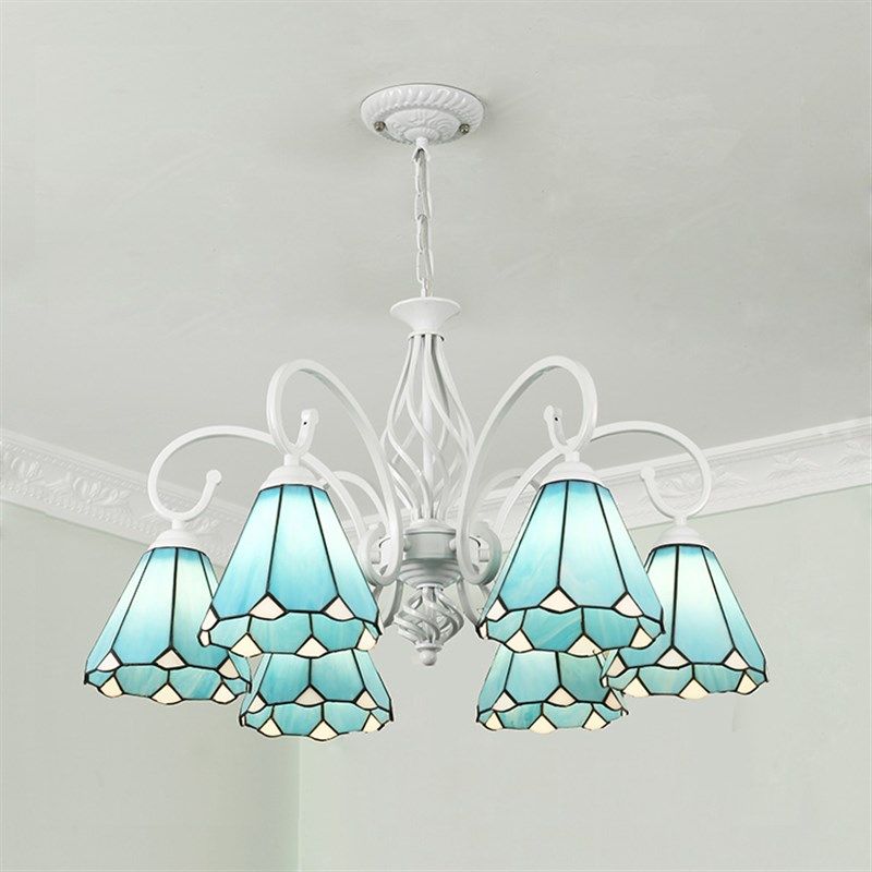 蒂凡尼吊灯地中海田园风格蓝色温馨客厅卧室书房儿童房灯