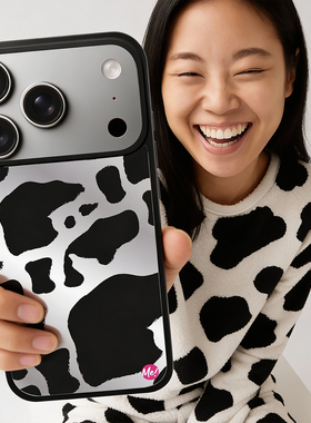 CASE 适用iPhone17/Pro/Max/Air 牛牛镜面手机壳 磁吸Magsafe超薄防摔 17系列专用潮流奶牛纹保护壳