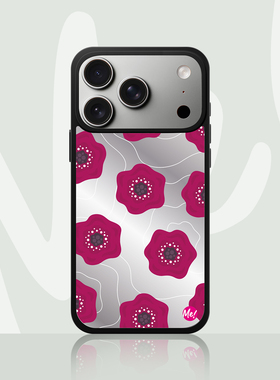 CASE 适用iPhone17手机壳镜面大红花17Air新款ProMax高级感ins风补妆镜磁吸全包防摔