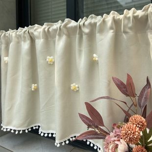 免打孔飘窗短帘半帘卧室家用遮阳帘网红田园款 韩式 窗户遮挡帘柜帘
