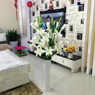 家居饰品高枝香水百合仿真束客厅落地装 饰假绢U郁金香