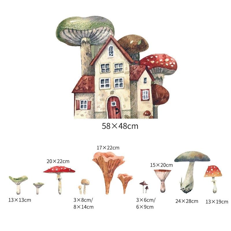 丹麦儿童房绘本风墙蘑菇动物插画爱装饰幼儿园布纹纸,家居饰品,软装墙贴,淘宝优惠券,粉丝福利购,淘宝优惠卷