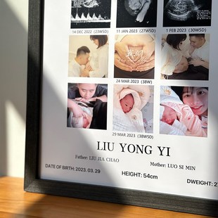 超单相框 孕期照片打印三维四维彩超孕产检单九宫格记录定制画框