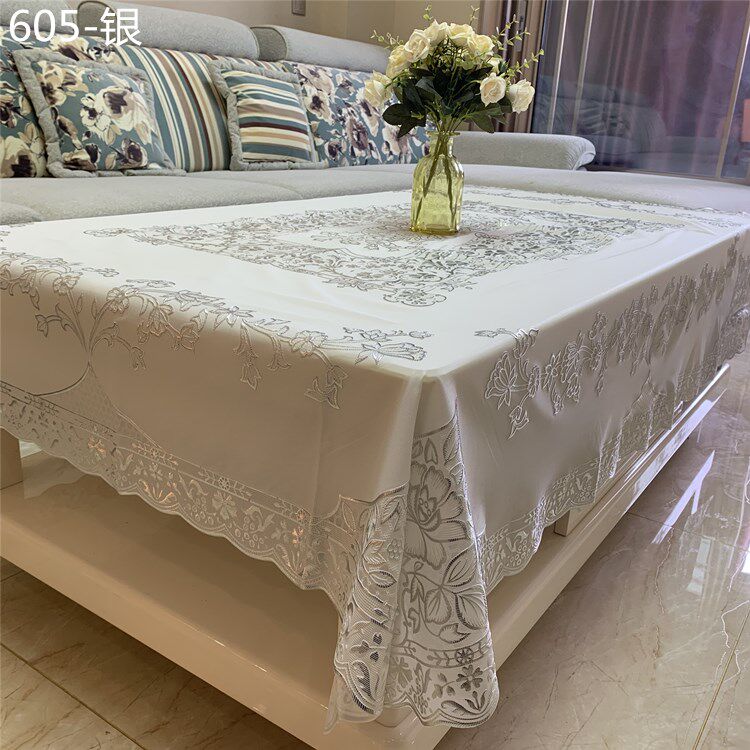 欧式田园仿蕾丝免洗茶几桌布台布布艺塑料茶几垫防烫防油防水