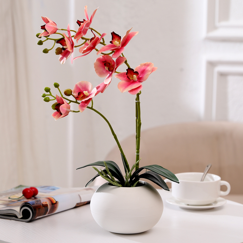 手感胶蝴蝶兰仿真花艺套装摆件现代家居客厅餐桌电视柜装饰假花