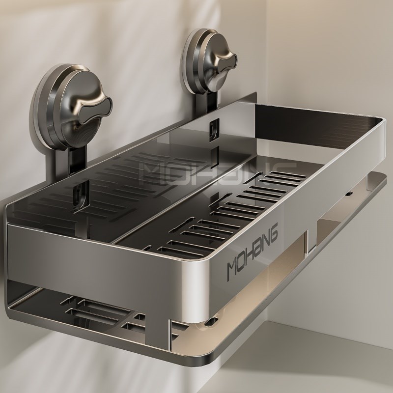 吸盘浴室置物架化妆室收纳层架免打C孔洗漱台壁挂式洗手间挂墙上