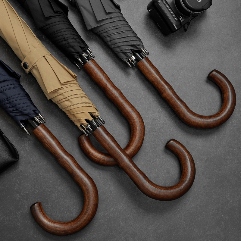 英伦复古长e柄伞男士大号双人伞加粗伞骨结实抗风自动弯柄雨伞定