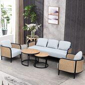户外休闲藤编沙发椅花园庭院露天台沙发阳台双人沙发编藤室外沙发